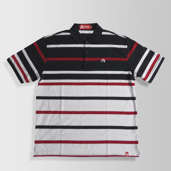 White, Black, & Red Stripes Polo Shirt