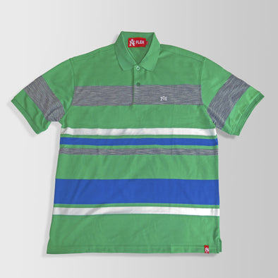 Green, Blue & Gray Stripes Polo Shirt
